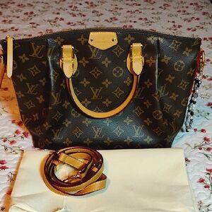 Beautiful Brown Monogram Fashion  Bag,W  Dust Bag, Strap, Bead Decor, E U C!